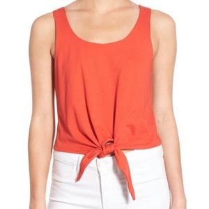 Splendid Knot Front Cotton Crop Top Tank